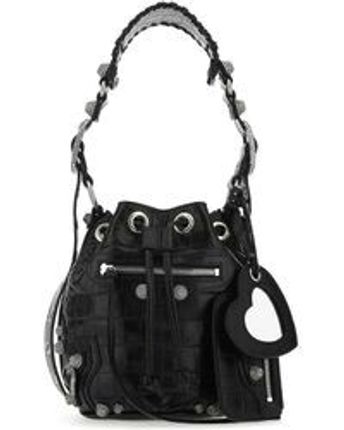 Women's Black Leather Le Cagole Xs Bucket Bag