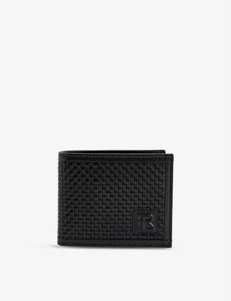 Woven billfold leather wallet