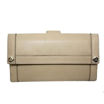 Women's Beige Leather Charmy Clutch Continental Wallet 231839 2609