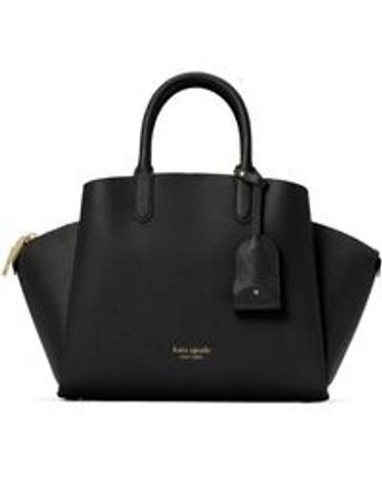 Women's Black Avenue Refined Grain Leather Medium Satchel Handbag