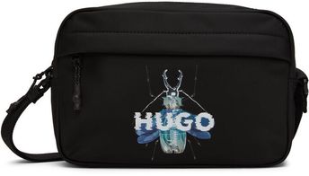 Hugo Black Cyber-Bug Logo Messenger Bag