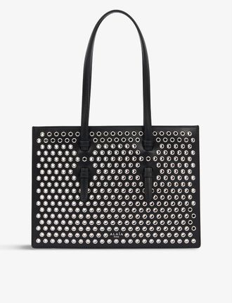 Mina small rivet-embellished leather top-handle bag