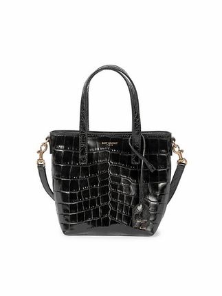 Mini Toy Croc-Embossed Leather Shopper