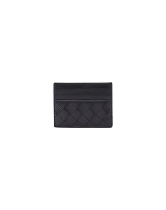 Leather Card Holder With Woven Pattern