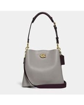 Women's Gray Willow Leather Bucket Bag