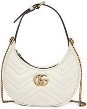 Women's White GG Marmont Mini Leather Shoulder Bag