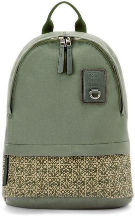 Luxury Round Slim Backpack in canvas and Anagram jacquard