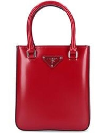 Women's Red Small Logo Top Handle Bag