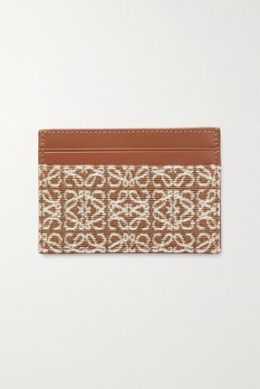 Anagram Leather And Canvas-jacquard Cardholder - Brown