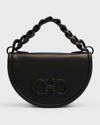 Aura Gancini Flap Leather Shoulder Bag