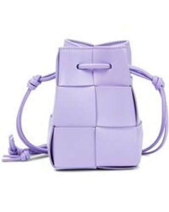 Women's Purple Cassette Mini Leather Bucket Bag