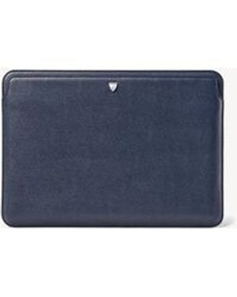 Women's Blue Leather Saffiano Print 13" Slip Laptop Case