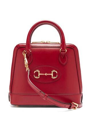 Red Horsebit 1955 Leather Top Handle Bag