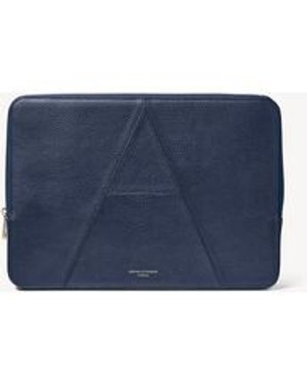Women's Blue Full-grain Leather Laptop Case