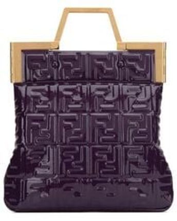 Women's Purple Ff Logo Embossed Shopper Tote Bag
