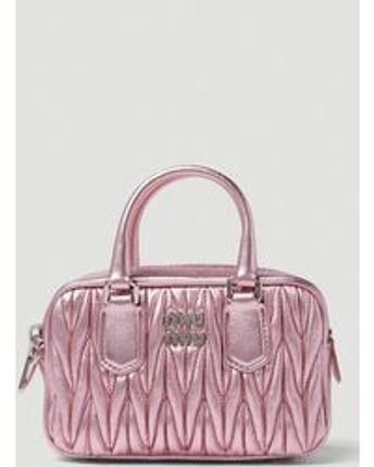 Women's Pink Matelassé Metallic Mini Handbag