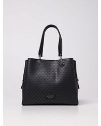Women's Black Tote Bag In Textured Synthetic Leather