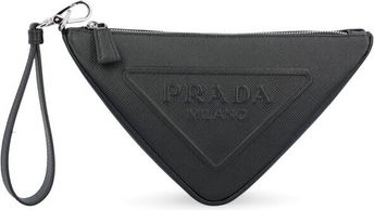 Logo Embossed Zipped Triangle Pouch