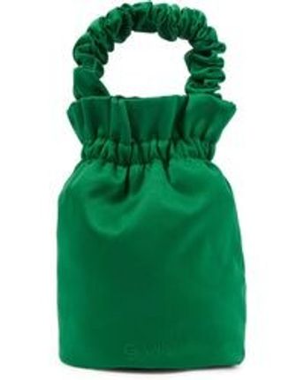 Women's Green Satin Bucket Bag