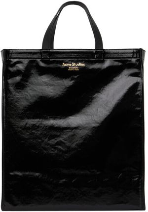 Audrey Coated Cotton-blend Tote Bag In Black