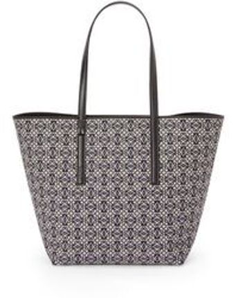Black Luxury T Tote Bag In Anagram Jacquard And Calfskin For Men