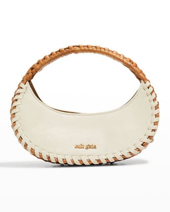 Aiko Woven Leather Top-handle Bag In Off White