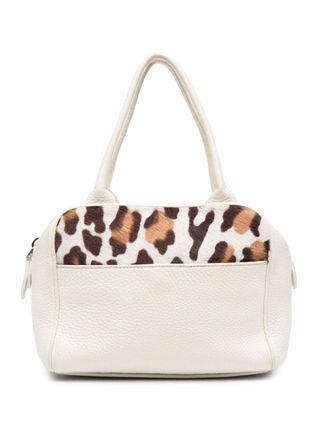 pre-owned leopard panel tote bag