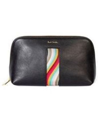 Women's Black Leather Swirl Make-up Pouch