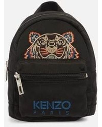 Women's Black Kampus Embroidered Tiger Canvas Mini Backpack