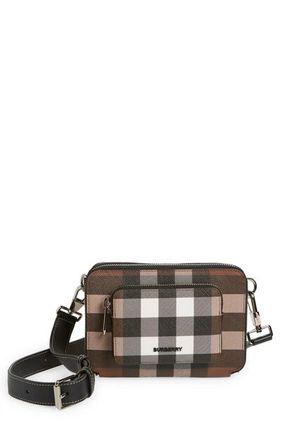 Jake Check Leather Crossbody Bag In Brown