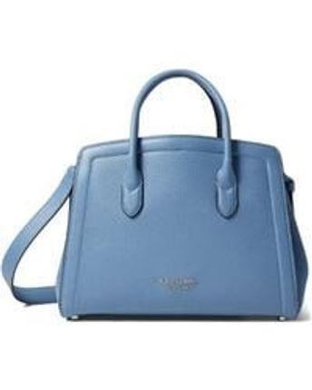 Women's Blue Knott Pebbled And Suede Leather Medium Satchel
