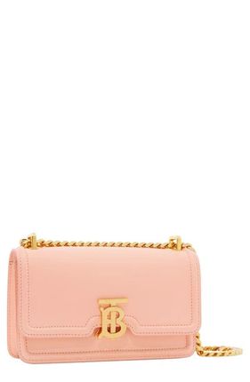 Mini Tb Elongated Leather Chain Shoulder Bag In Pink