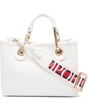 Women's White Small Leather Shopping Bag