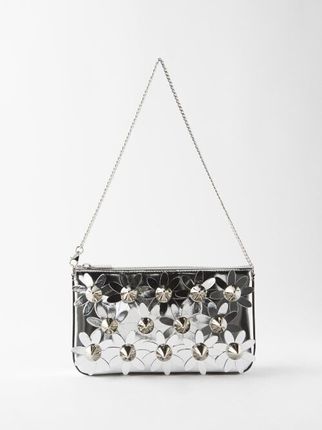 Loubila Spike-embellished Leather Pouch - Silver