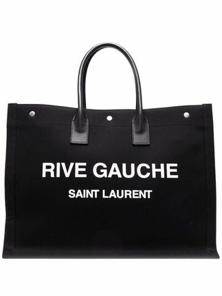 Black Linen Blend Rive Gauche Tote Bag