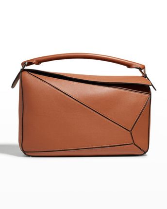 Men's Puzzle Large Leather Shoulder Bag In Brown