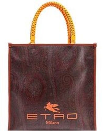 Men's Brown Paisley-printed Open Top Tote Bag