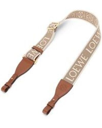 Brown Luxury Anagram Loop Strap In Jacquard And Calfskin For Women