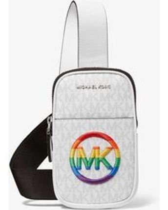 Men's White Pride Hudson Embroidered Logo Smartphone Crossbody Bag