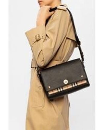 Women's Black Note Medium Vintage Check & Leather Shoulder Bag