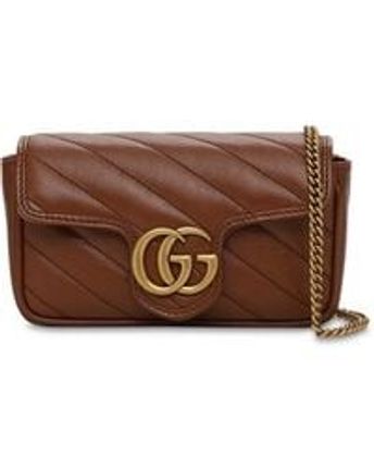 Women's Brown Super Mini Gg Marmont Leather Bag