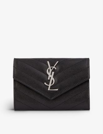 Monogram quilted leather card holder