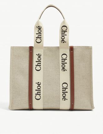Woody large canvas and leather tote bag