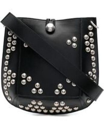 Women's Black Studded Leather Satchel Bag
