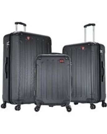 Women's Black 3pc Hard-side Luggage Set With Usb Port