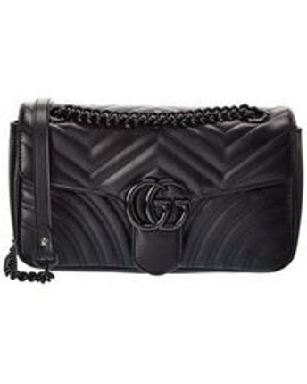 Women's Black GG Marmont Small Leather Shoulder Bag
