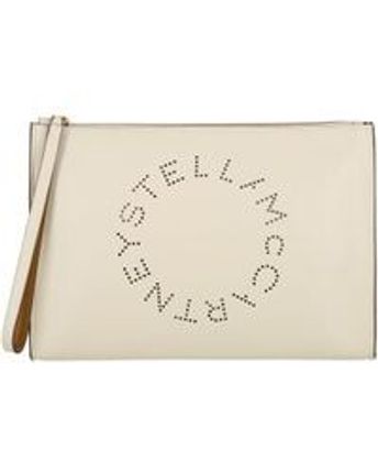 Women's White Perforated Logo Clutch