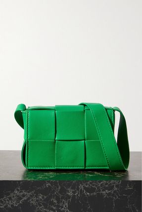 Cassette Mini Intrecciato Leather Shoulder Bag - Green