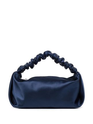 Blue Mini Scrunchie Top Handle Bag In Metallic