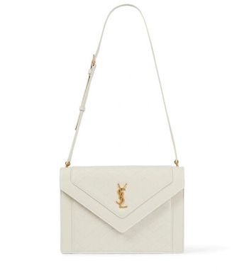 Puffer Medium Quilted Leather Shoulder Bag In White/gold